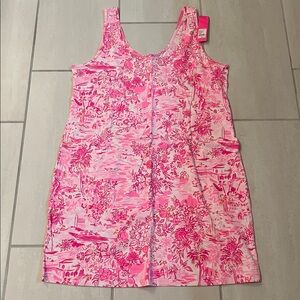 Lilly Pulitzer Newberri Tank Dress Peony Pink Seaside Scene